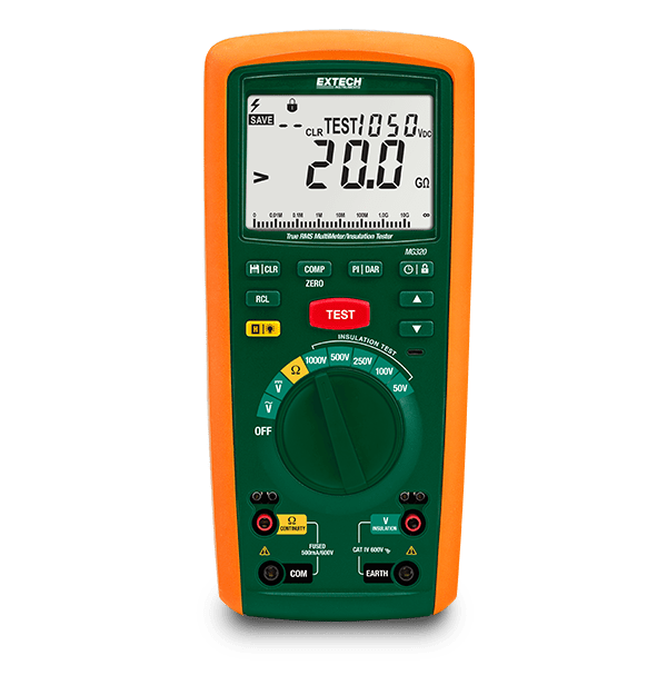 Extech MG320 Comprobador de Aislamiento/Multímetro True RMS CAT IV 1000V - Colvin y Cia Ltda.