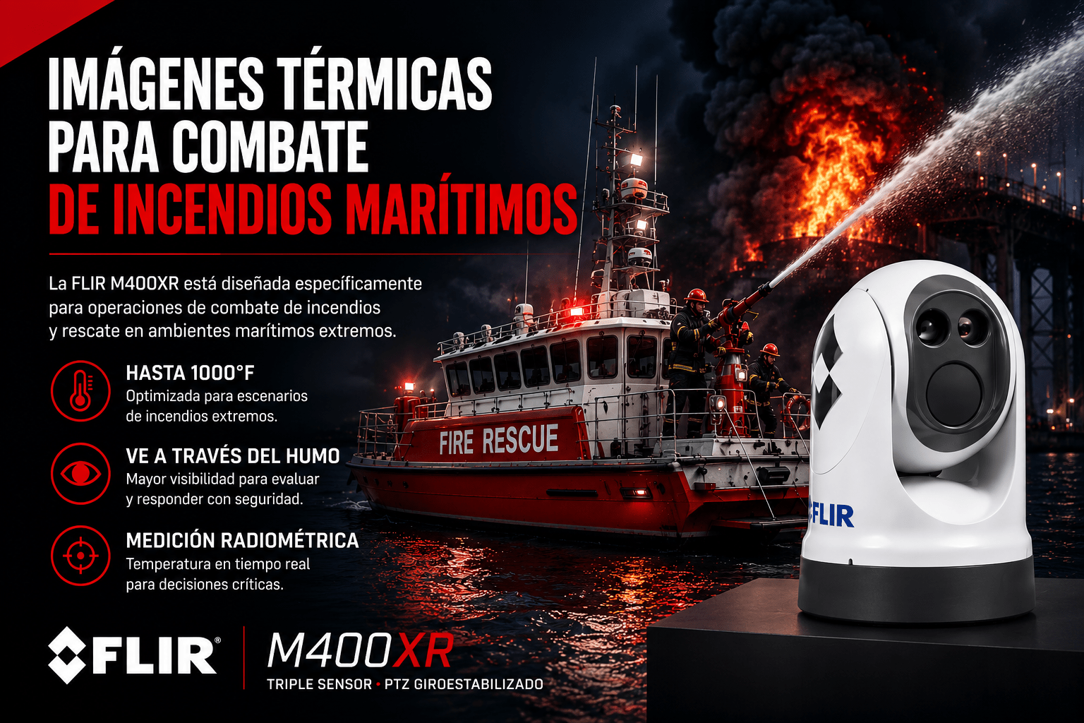 Imágenes Térmicas para Combate de Incendios Marítimos | FLIR M400XR - Colvin y Cia Ltda.