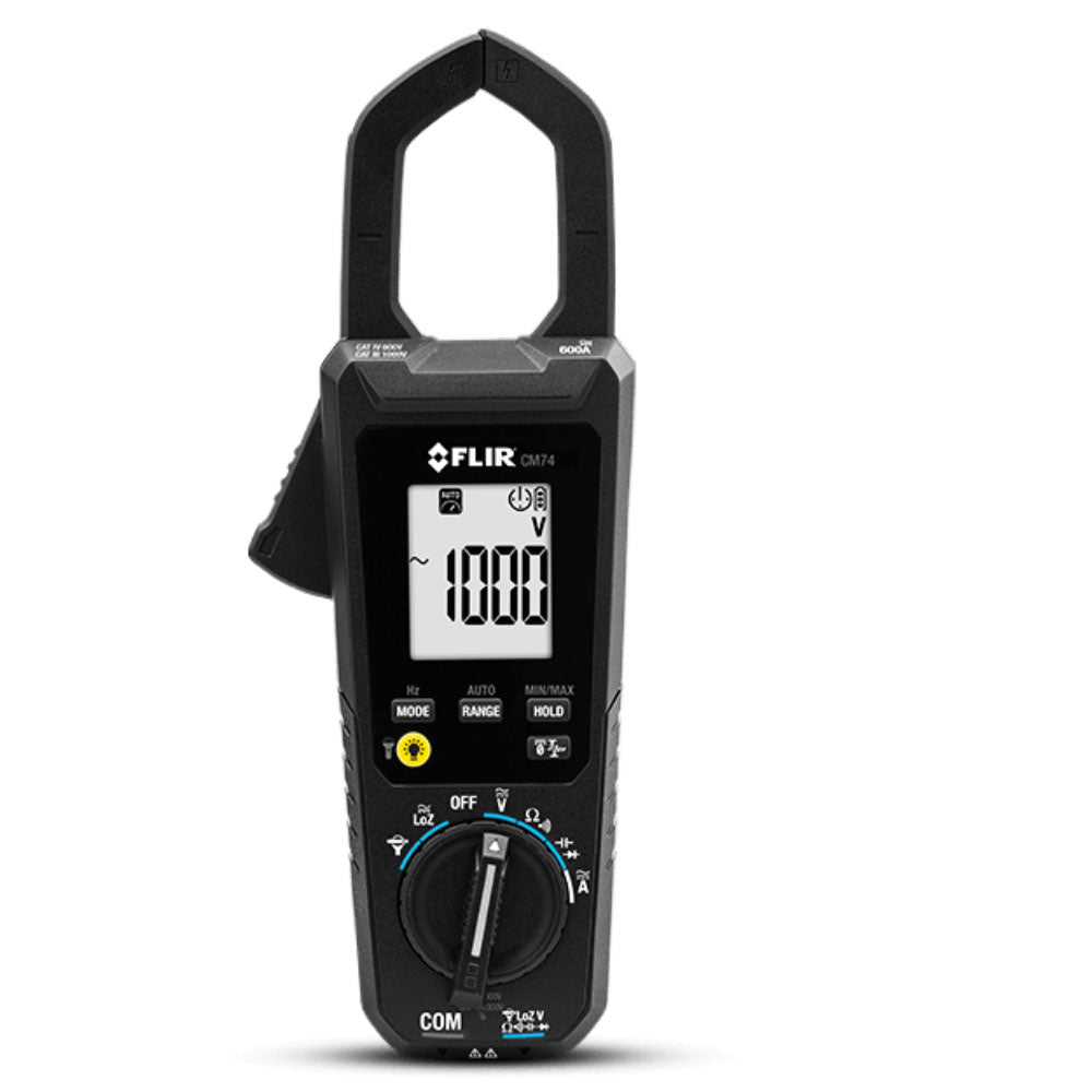 FLIR CM74 Amperímetro de Gancho Compacto AC/DC con Gancho Estrecho y Luces LED - Colvin y Cia Ltda.